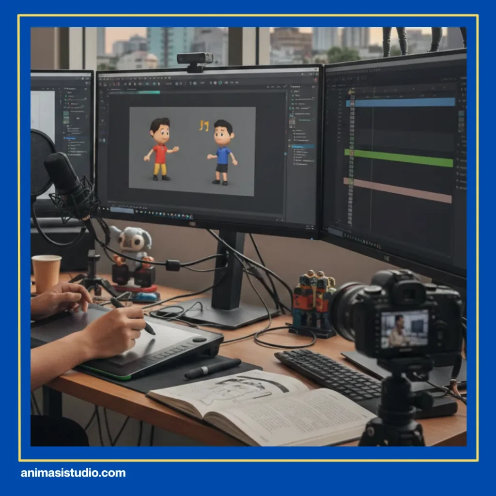 berapa lama pembuatan animasi di studio profesional