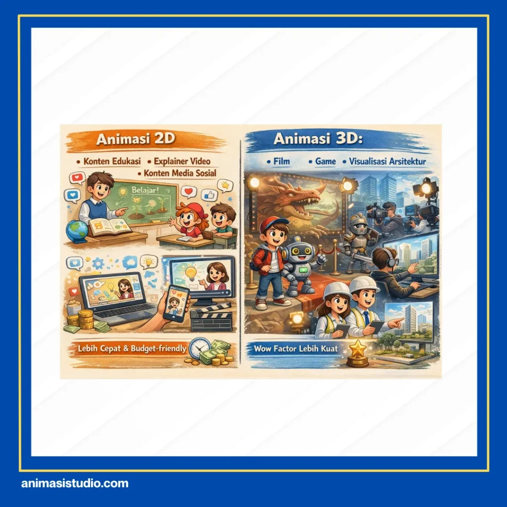 perbedaan desain karakter 2D dan 3D