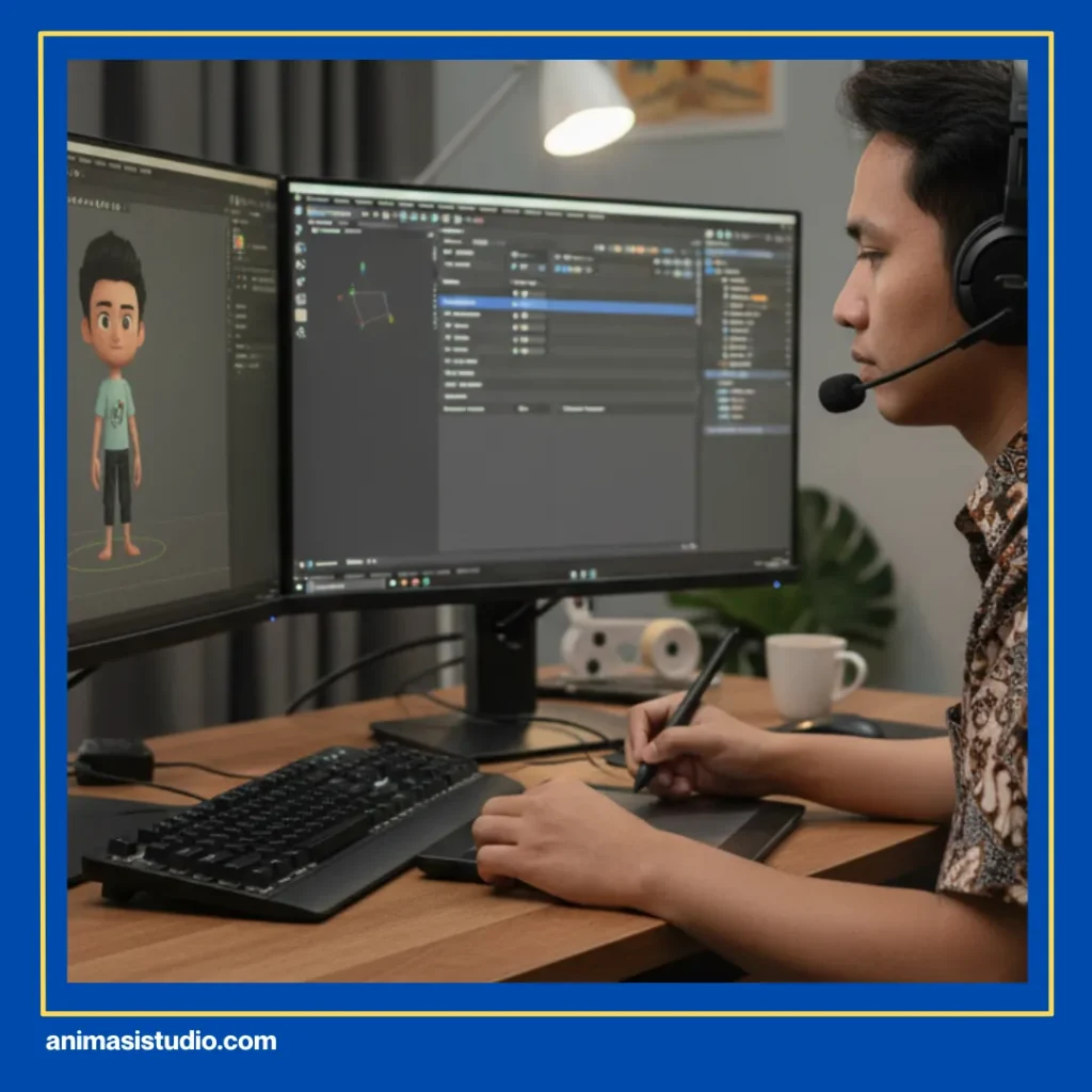 proses pembuatan video explainer dengan animasi 3D